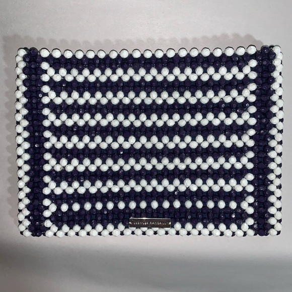 NWOT Loeffler Randall navy/white acetate bead bag - Picture 2 of 7
